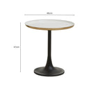 White Enamel Top Round Side Table with Matte Black Base | Corra