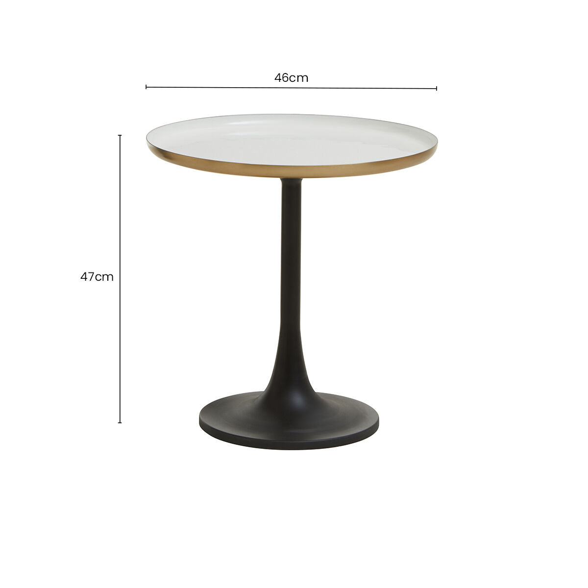 White Enamel Top Round Side Table with Matte Black Base | Corra