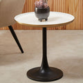 White Enamel Top Round Side Table with Matte Black Base | Corra