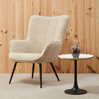 White Enamel Top Round Side Table with Matte Black Base | Corra
