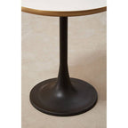 White Enamel Top Round Side Table with Matte Black Base | Corra