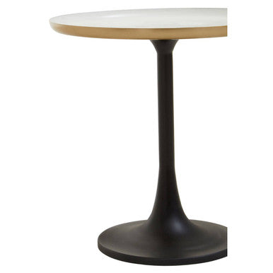White Enamel Top Round Side Table with Matte Black Base | Corra