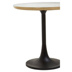 White Enamel Top Round Side Table with Matte Black Base | Corra