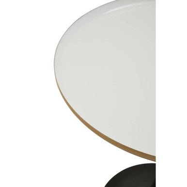 White Enamel Top Round Side Table with Matte Black Base | Corra