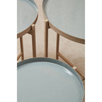 Set of 3 Grey Enamel Top Nesting Side Tables with Gold Finish X-Base Legs | Corra