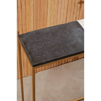 White and Black Marble Console Table with Warm Metallic Frame | Corra