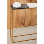 White and Black Marble Console Table with Warm Metallic Frame | Corra