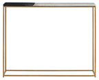 White and Black Marble Console Table with Warm Metallic Frame | Corra