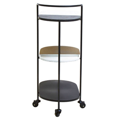 3 Tier White and Black Marble Top Trolley with Metal Frame | Corra