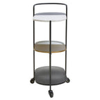 3 Tier White and Black Marble Top Trolley with Metal Frame | Corra