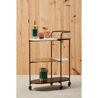 3 Tier White and Black Marble Top Trolley with Metal Frame | Corra