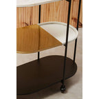 3 Tier White and Black Marble Top Trolley with Metal Frame | Corra