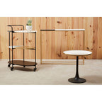 3 Tier White and Black Marble Top Trolley with Metal Frame | Corra
