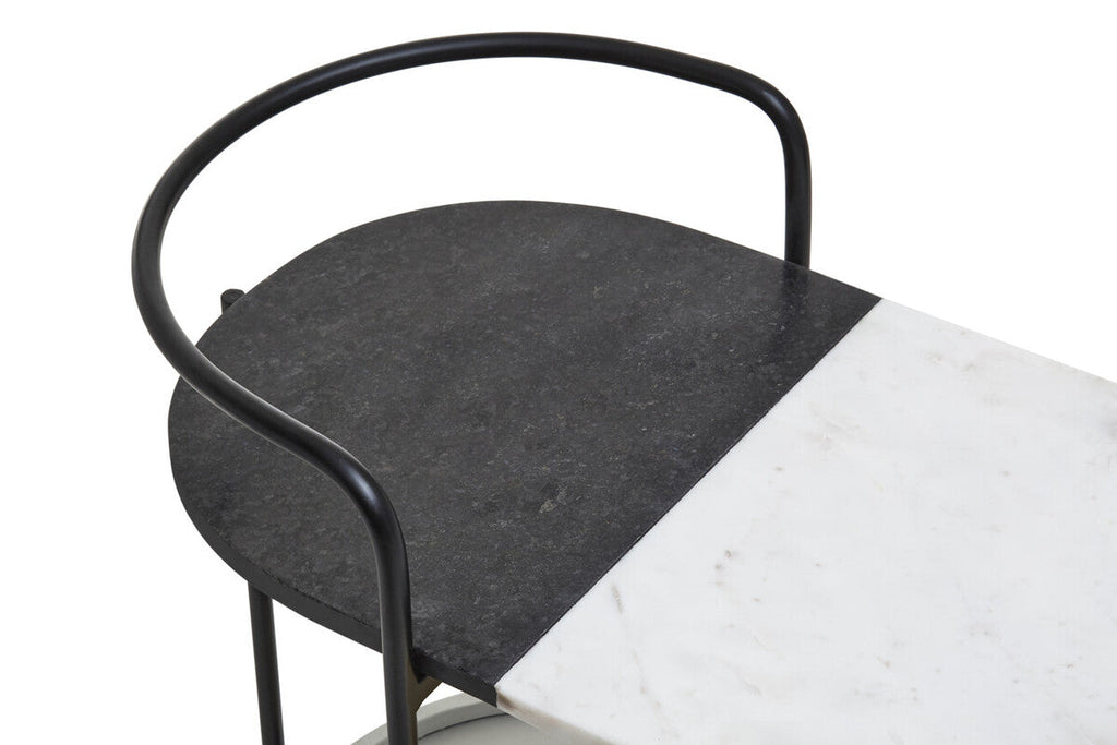 3 Tier White and Black Marble Top Trolley with Metal Frame | Corra