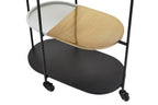 3 Tier White and Black Marble Top Trolley with Metal Frame | Corra