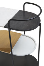 3 Tier White and Black Marble Top Trolley with Metal Frame | Corra