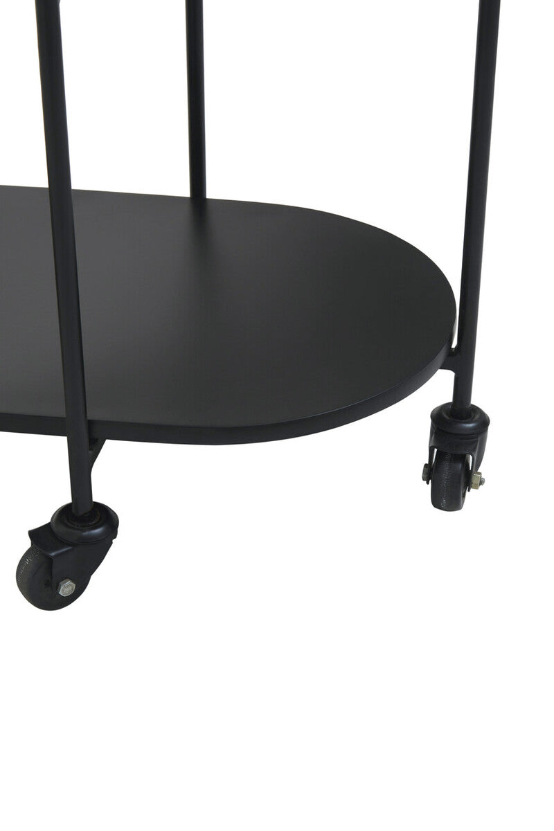 3 Tier White and Black Marble Top Trolley with Metal Frame | Corra