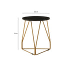 Black Marble Top Side Table with Gold Finish Geometric Sledge Base | Corra