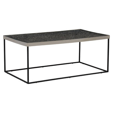 Silver Metal Rectangular Top Coffee Table with Black Interconnected Legs | Akola
