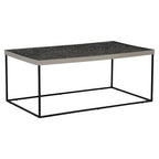 Silver Metal Rectangular Top Coffee Table with Black Interconnected Legs | Akola