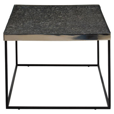 Silver Metal Rectangular Top Coffee Table with Black Interconnected Legs | Akola