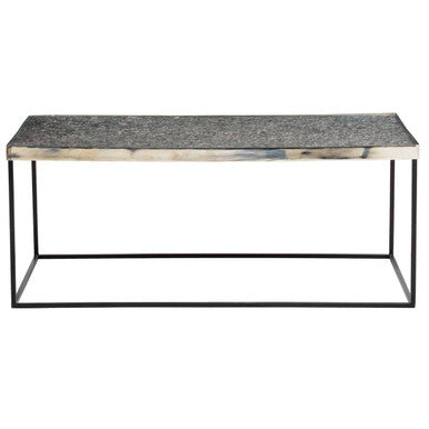 Silver Metal Rectangular Top Coffee Table with Black Interconnected Legs | Akola