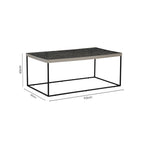 Silver Metal Rectangular Top Coffee Table with Black Interconnected Legs | Akola