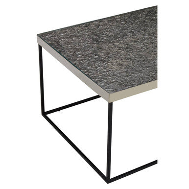 Silver Metal Rectangular Top Coffee Table with Black Interconnected Legs | Akola