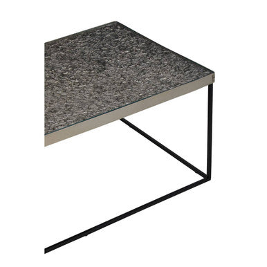 Silver Metal Rectangular Top Coffee Table with Black Interconnected Legs | Akola