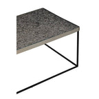 Silver Metal Rectangular Top Coffee Table with Black Interconnected Legs | Akola