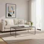 Silver Metal Rectangular Top Coffee Table with Black Interconnected Legs | Akola