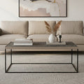 Silver Metal Rectangular Top Coffee Table with Black Interconnected Legs | Akola