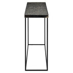 Metallic Silver Top Console Table with Black Metal Interconnected Legs, Akola