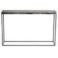 Metallic Silver Top Console Table with Black Metal Interconnected Legs, Akola