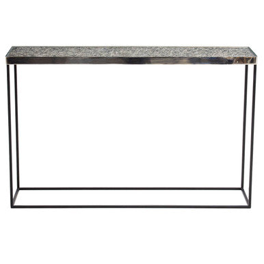 Metallic Silver Top Console Table with Black Metal Interconnected Legs, Akola