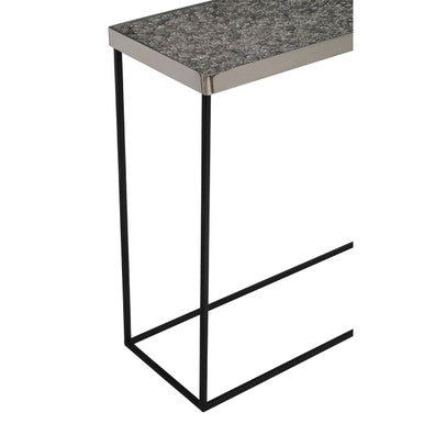 Metallic Silver Top Console Table with Black Metal Interconnected Legs, Akola