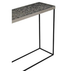 Metallic Silver Top Console Table with Black Metal Interconnected Legs, Akola
