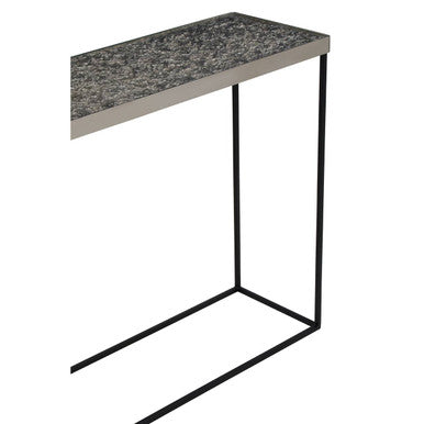 Metallic Silver Top Console Table with Black Metal Interconnected Legs, Akola