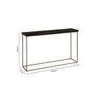 Black and Gold Striped Acacia Wood Console Table with Interconnected Metal Legs | Aris