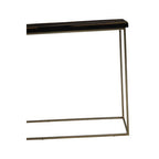 Black and Gold Striped Acacia Wood Console Table with Interconnected Metal Legs | Aris