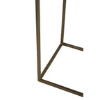 Black and Gold Striped Acacia Wood Console Table with Interconnected Metal Legs | Aris