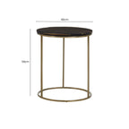 Black and Gold Striped Acacia Wood Round Coffee Table with Interconnected Metal Legs | Aris