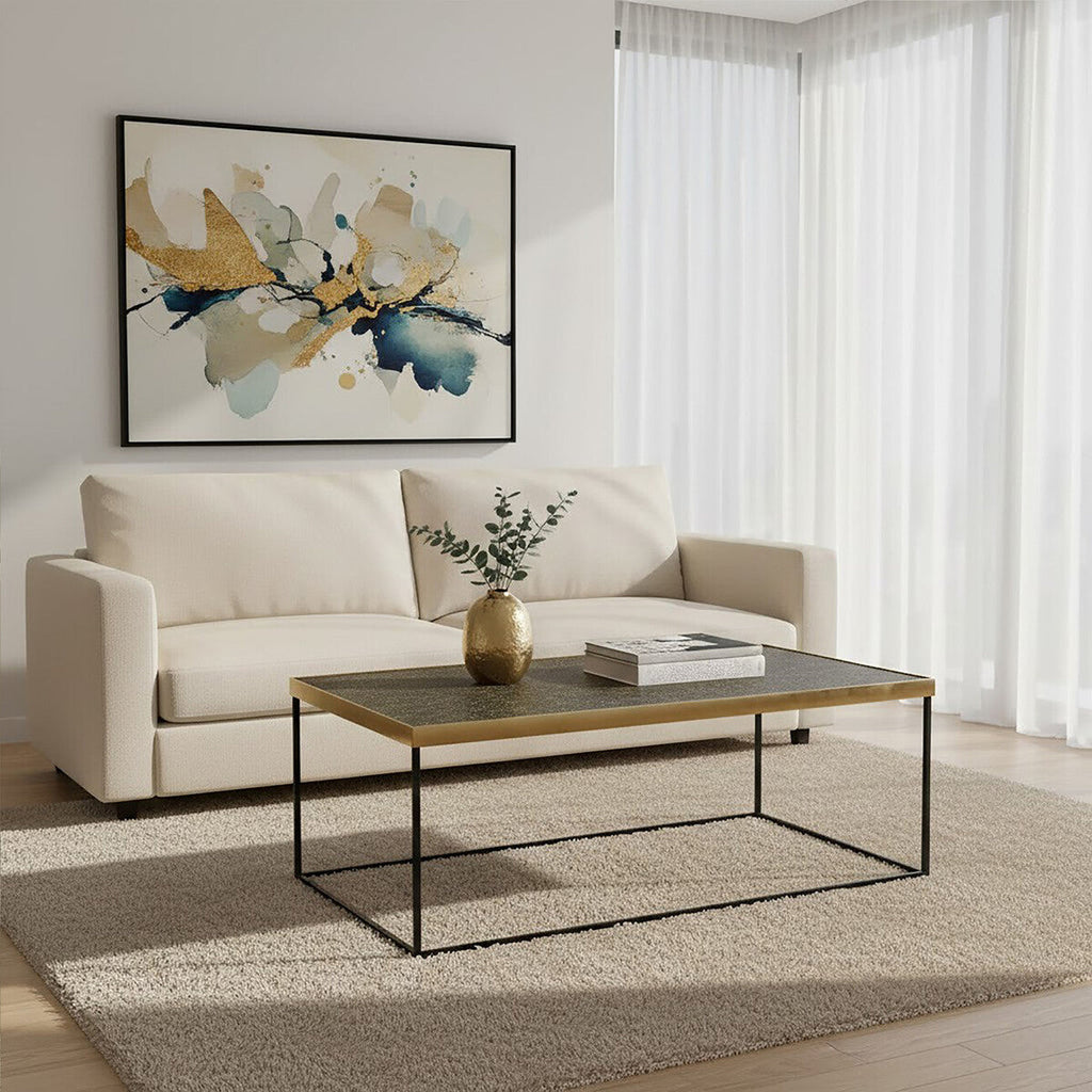 Gold Finish Coffee Table with Black Metal Frame | Akola