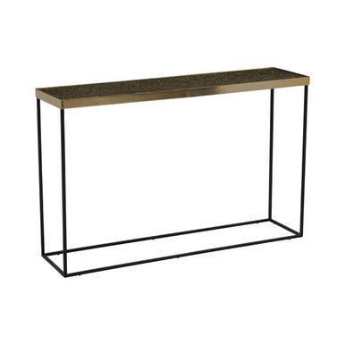 Gold Finish Console Table with Black Metal Frame | Akola
