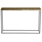 Gold Finish Console Table with Black Metal Frame | Akola