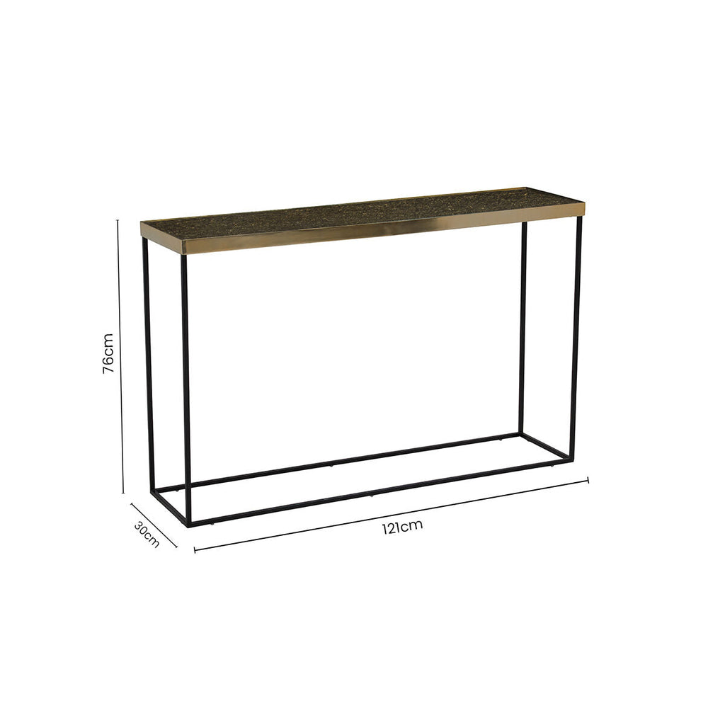 Gold Finish Console Table with Black Metal Frame | Akola