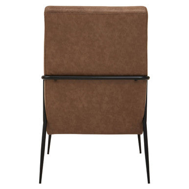 Brown Leather Lounge Chair with Reclined Profile | Hoxton
