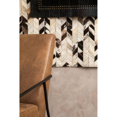 Brown Leather Lounge Chair with Reclined Profile | Hoxton