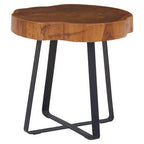 Solid Teak Wood Top Side Table in Black and Natural Finish | Manado