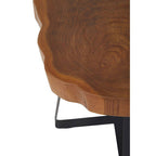 Solid Teak Wood Top Side Table in Black and Natural Finish | Manado